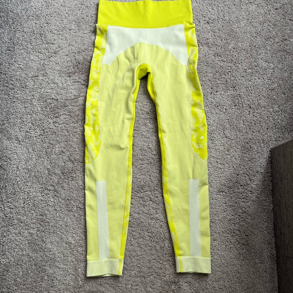 EUC Adidas Stella McCartney Yellow Leggings Medium - Picture 4 of 8